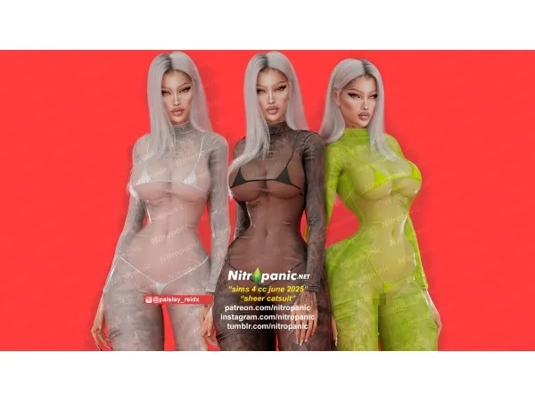 Alpha Nitropanic_Sheer Catsuit - The Sims 4 Custom Content