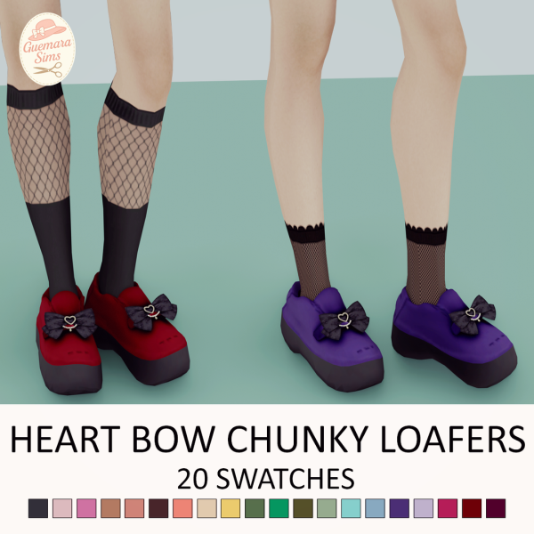 Alpha Heart Bow Chunky Loafers by simsfinds - The Sims 4 Custom Content
