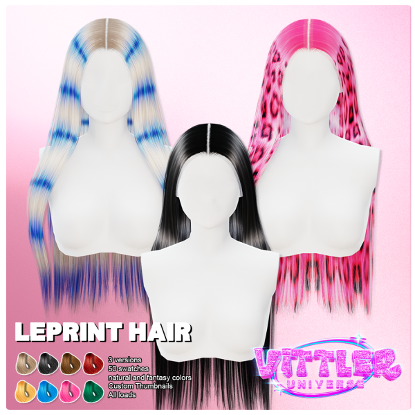 Alpha LEPRINT Female Hair by simsfinds - The Sims 4 Custom Content