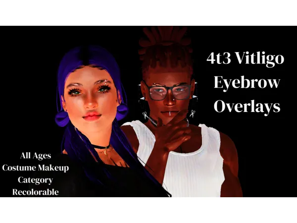 4T3 Eyebrow Vitiligo Overlay Conversions by geminipixels - The Sims 3 Custom Content