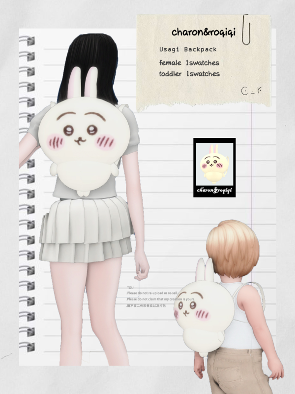 Maxis Match [charonroqiqi]Usagi Backpack by simsfinds - The Sims 4 Custom Content
