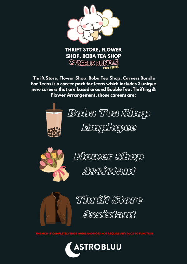 Mix Thrift Store Flower Shop Boba Tea Shop Careers Bundle For Teens by simsfinds - The Sims 4 Custom Content