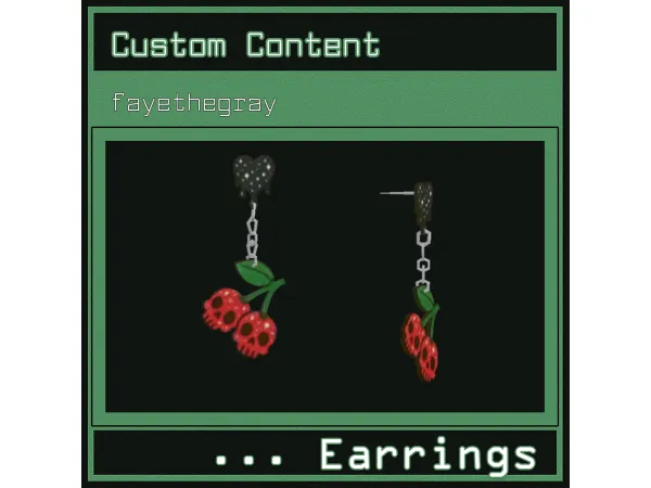 Maxis Match v2 cherry skull earrings by fayethegray - The Sims 4 Custom Content