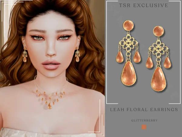 Alpha Leah Floral Earrings - The Sims 4 Custom Content