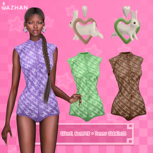 Alpha [CHANEL ROMPER BUNNY EARRINGS] by simsfinds - The Sims 4 Custom Content