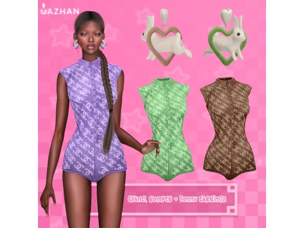 Alpha [CHANEL ROMPER BUNNY EARRINGS] by cazhancc - The Sims 4 Custom Content