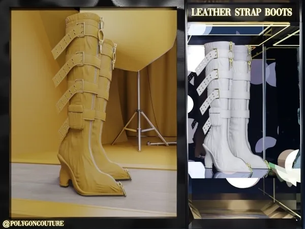 Alpha Leather Strap Boots - The Sims 4 Custom Content