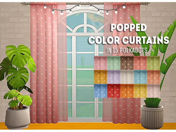 [ ] Popped Color Curtains by linacheries - The Sims 2 Custom Content