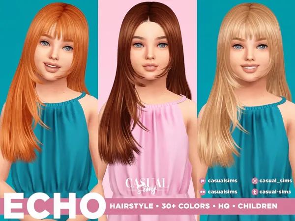 Alpha Echo hairstyle Children LEFT (With Bangs) by casualsims - The Sims 4 Custom Content