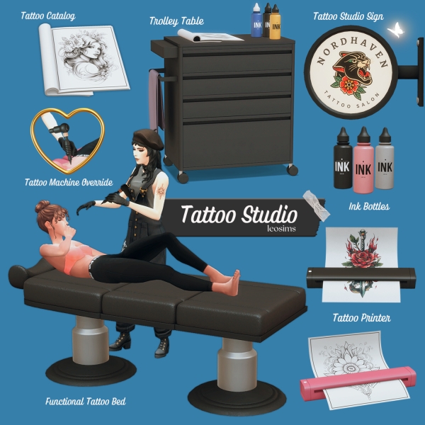 Maxis Match Tattoo Studio by leosims4cc - The Sims 4 Custom Content