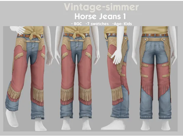 Maxis Match Horse Ranch Jeans for Kids simmer by vintage - The Sims 4 Custom Content