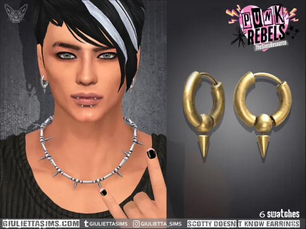 Alpha Scotty Doesn't Know Spiky Earrings (for men and women) - The Sims 4 Custom Content