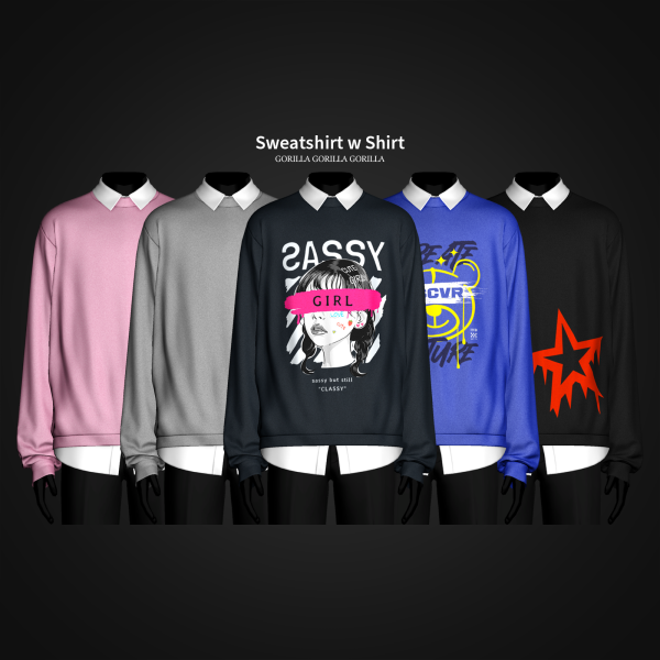 Alpha Sweatshirt w Shirt by simsfinds - The Sims 4 Custom Content