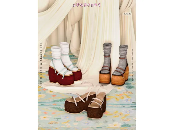 Alpha [SUNBERRY] 2526 Wedge Sandals - The Sims 4 Custom Content