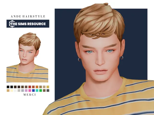Maxis Match Ande Hairstyle by -Merci - The Sims 4 Custom Content
