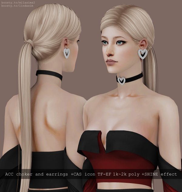 acc_choker and earrings by simsfinds - The Sims 2 Custom Content