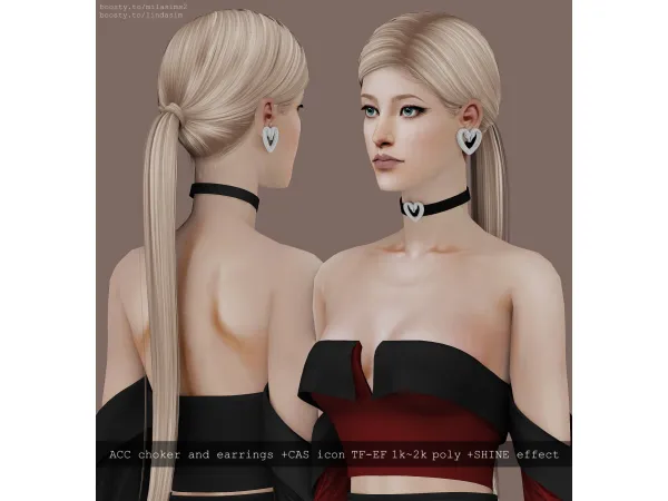 acc_choker and earrings by boutiqueamelie - The Sims 2 Custom Content