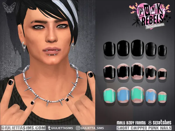 Alpha Punk Rebels Short Chipped Punk Nails For Men - The Sims 4 Custom Content