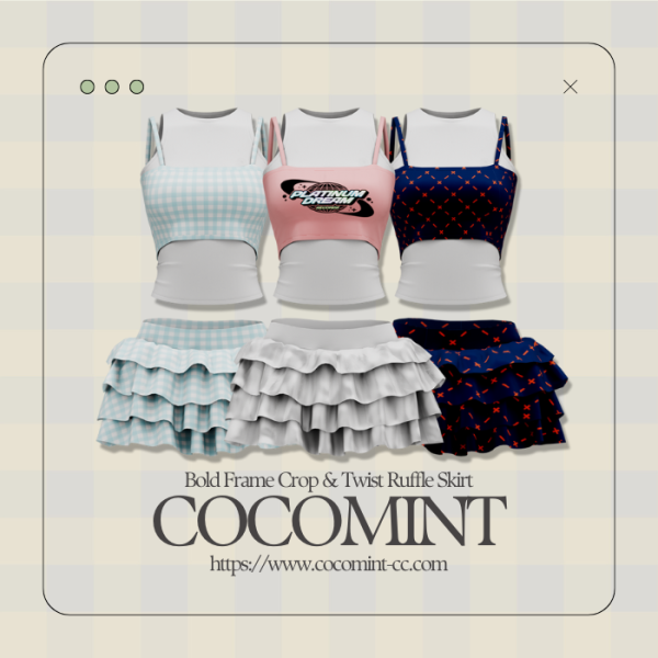 Alpha [cocomint] Bold Frame Crop Twist Ruffle Skirt by cocomint - The Sims 4 Custom Content