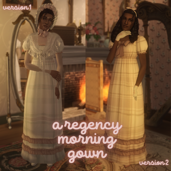 Maxis Match a regency morning gown (2 versions) by simsfinds - The Sims 4 Custom Content