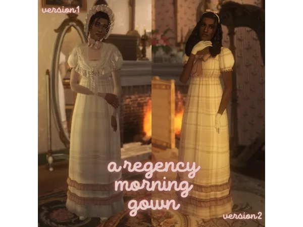 Maxis Match a regency morning gown (2 versions) by earlgreycustard - The Sims 4 Custom Content