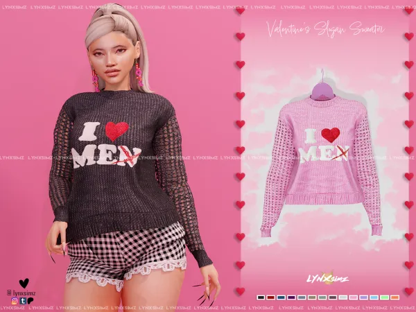 Valentine'S Slogan Sweater Special Supporters by Lynxsimz - The Sims 4 Custom Content