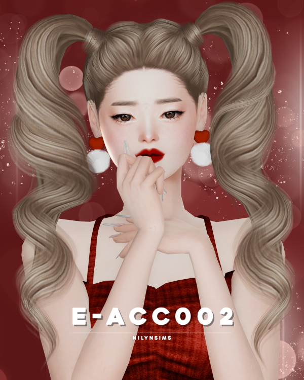 Alpha NILYN ACC002 HEART FLUFFY EARING by nilynsims - The Sims 4 Custom Content