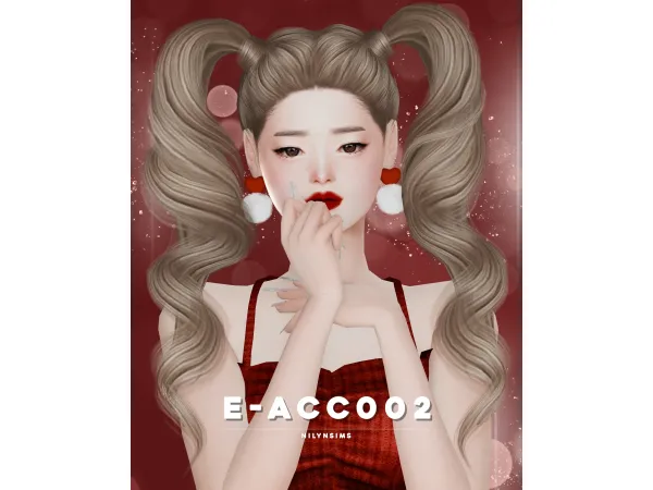 Alpha NILYN ACC002 HEART FLUFFY EARING - The Sims 4 Custom Content