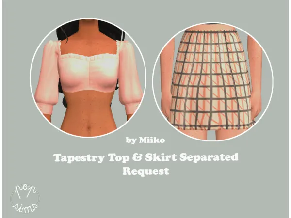 miikocc Vintage Tapestry Top Skirt Separated sims by pop - The Sims 2 Custom Content