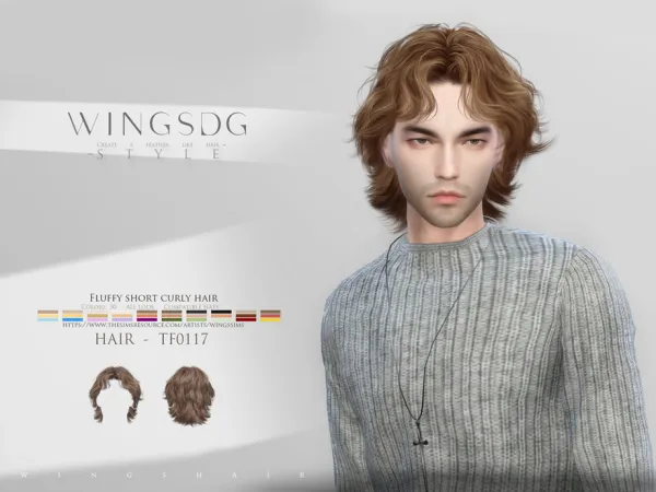 Alpha WINGS TF0117 Fluffy short curly hair by wingssims - The Sims 4 Custom Content
