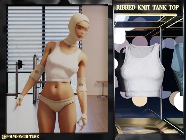 Alpha Ribbed Knit Tank Top - The Sims 4 Custom Content