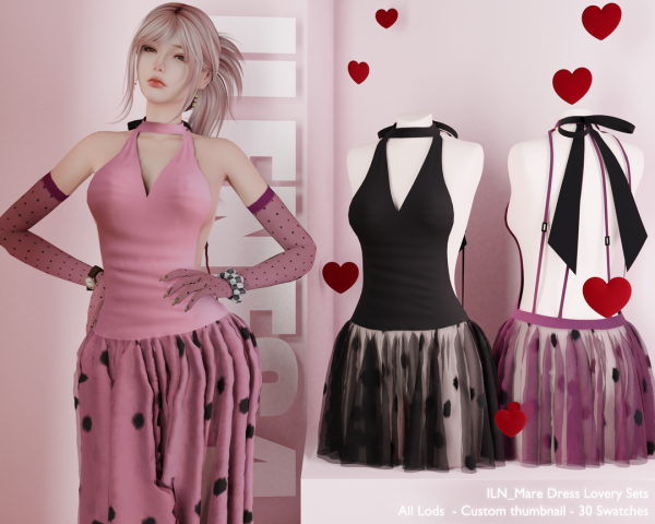 Mix ILN Mare Dress by ilenes4 - The Sims 4 Custom Content
