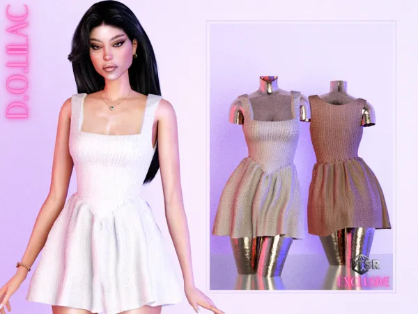 Alpha Boucle Mini Dress DO0493 by DOLilac - The Sims 4 Custom Content