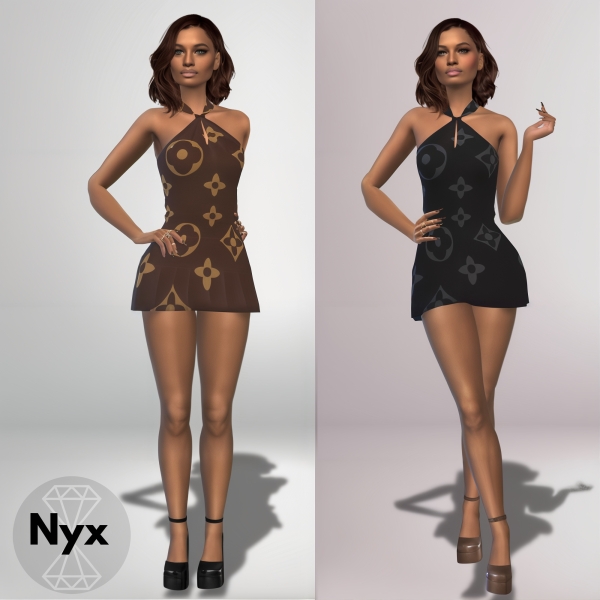 Alpha Floral short dress by nyx_sims - The Sims 4 Custom Content