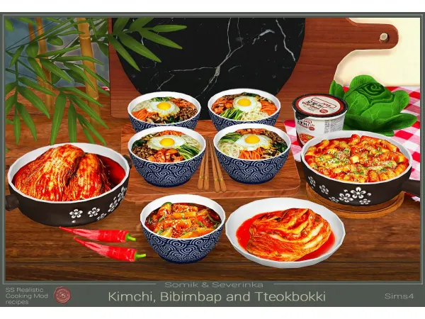 Alpha Bibimbap Kimchi and Tteokbokki set Korea by Somik_Severinka - The Sims 4 Custom Content