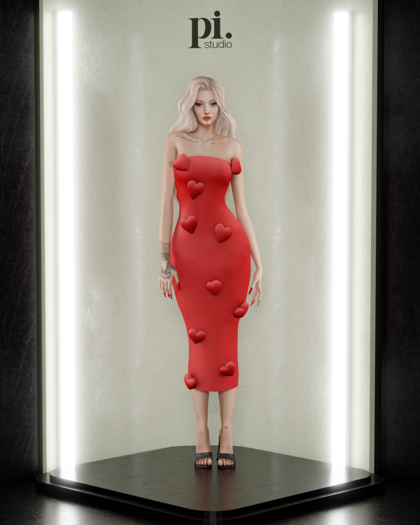 Alpha Valentina's Dress Multiple Hearts by simsfinds - The Sims 4 Custom Content