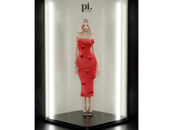 Alpha Valentina's Dress Multiple Hearts by Pietro_s - The Sims 4 Custom Content