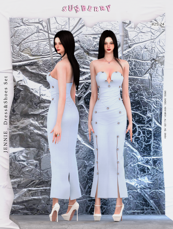 Alpha [SUNBERRY] 2524 JENNIE DressShoes Set by simsfinds - The Sims 4 Custom Content