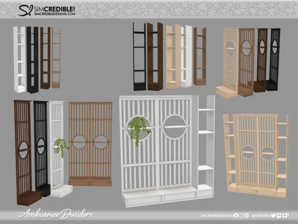 Alpha Ambiance 3 Wooden Dividers - The Sims 4 Custom Content