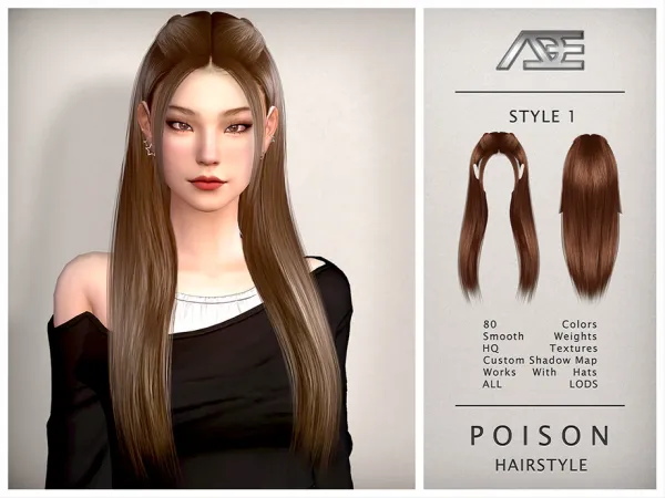 Alpha Poison Style 1 (Hairstyle) by Ade_Darma - The Sims 4 Custom Content