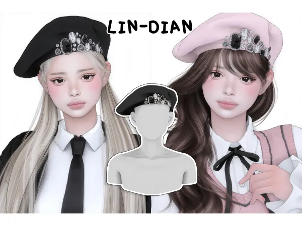 Alpha LIN DIAN Diamond Beret by simsfinds - The Sims 4 Custom Content