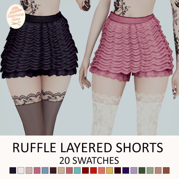 Alpha Ruffle Layered Shorts by simsfinds - The Sims 4 Custom Content