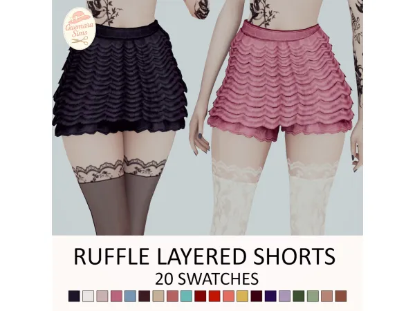 Alpha Ruffle Layered Shorts by guemarasims - The Sims 4 Custom Content