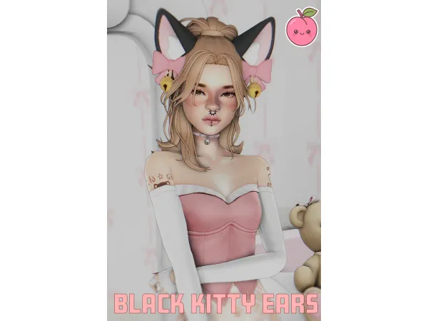 Maxis Match Black Kitty Ears by Plumiii - The Sims 4 Custom Content
