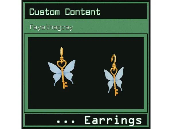 Alpha fairy key earrings by FayetheGray - The Sims 4 Custom Content