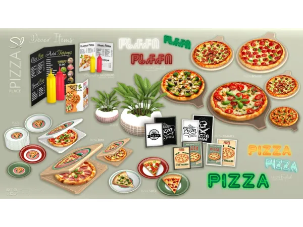 Alpha Pizzeria part 2 Pizza place decor - The Sims 4 Custom Content