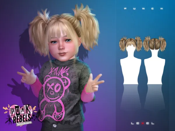 Alpha LEXEL Punch toddler hairstyle - The Sims 4 Custom Content