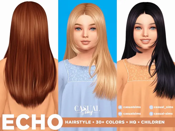 Alpha Echo Hairstyle Right Children (No Bangs) - The Sims 4 Custom Content