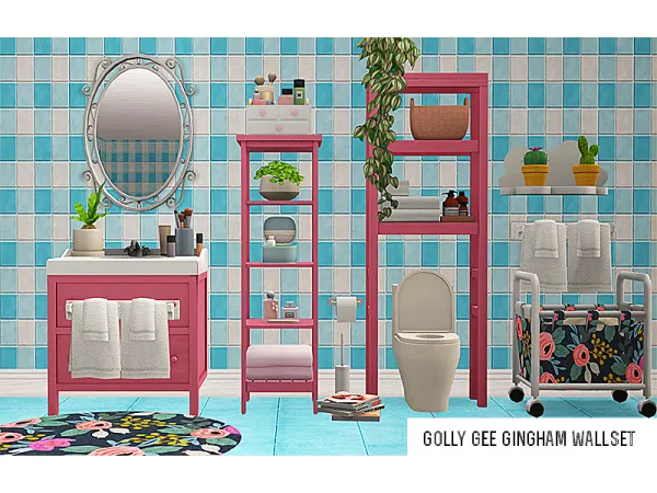 [ ] 4t2 golly gee gingham wallset by simsfinds - The Sims 2 Custom Content
