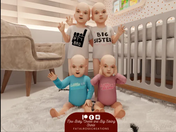 Maxis Match New Baby Onesie and Big Sibling Toddler Shirts - The Sims 4 Custom Content